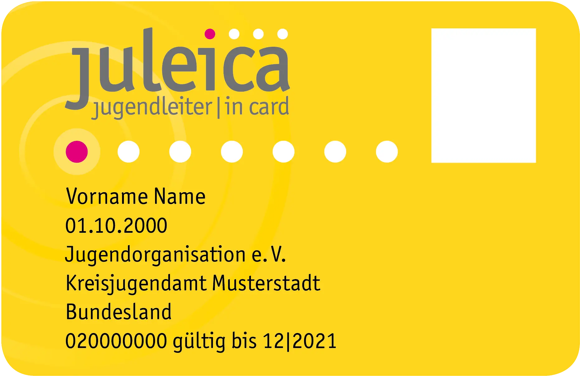 Neutralisierte Version der Jugendleiter-Card Juleica (ohne Foto &amp; Namen)