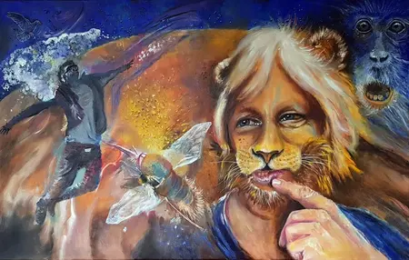 Evelin Daus: „Erdachte Träume“, 2022, Öl auf Leinwand, 90 x 145 cm