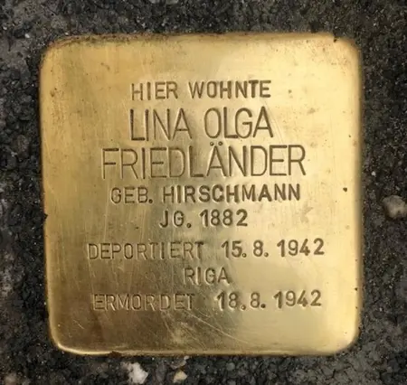 Stolperstein für Lina Friedländer, geb. Hirschmann © S. Davids