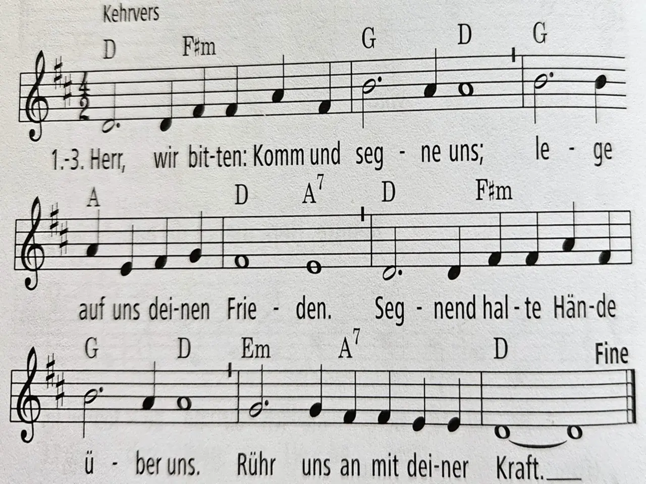 Noten mit Text der 1 Strophe