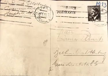 Postkarte und Briefumschlag aus Archivakte der Entschädigungsbehörde des Landes Berlin