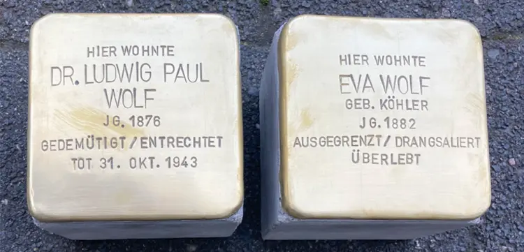 Stolpersteine für das Ehepaar Wolf